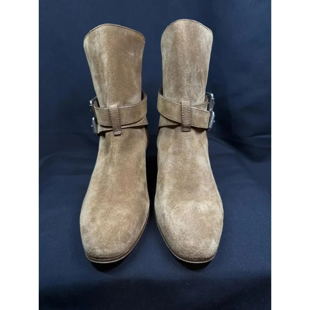 Amiri Boots Women's Size 36 Tan‎ Suede Buckle Ankle Made in Italy Western Heeled